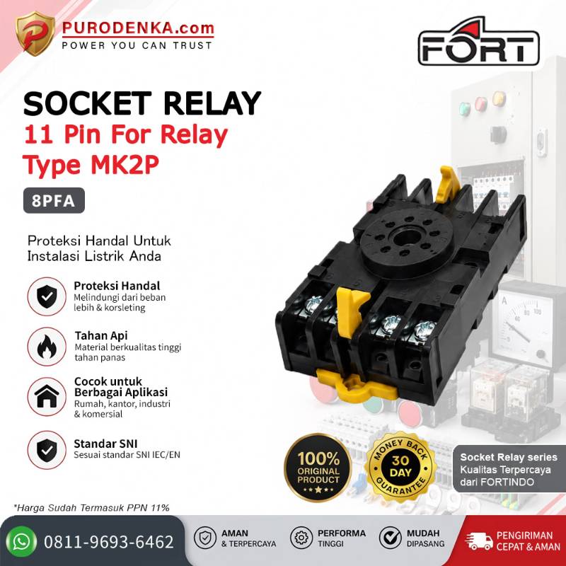 FORT Socket Relay 11 Pin For MK2P 8PFA (with clip lock)
