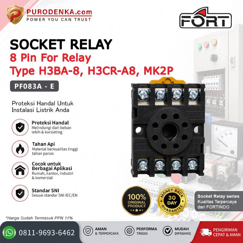 FORT Socket Relay 8 Pin For H3BA-8, H3CR-A8, MK2P PF083A-E