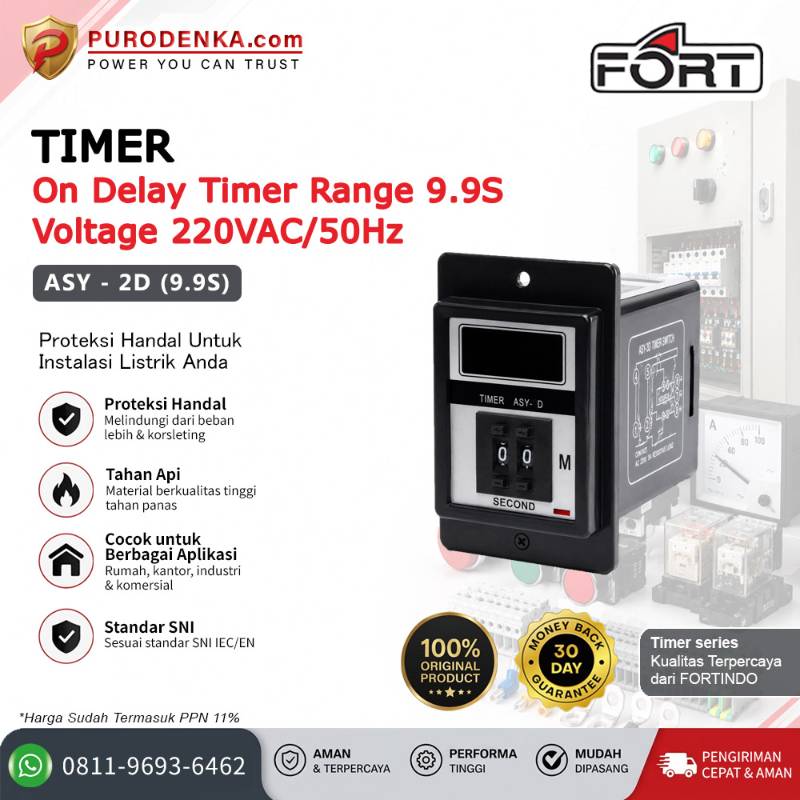 FORT Timer (Pin Plug Mounting) ON Delay 220VAC/50Hz ASY-2D (9.9S)