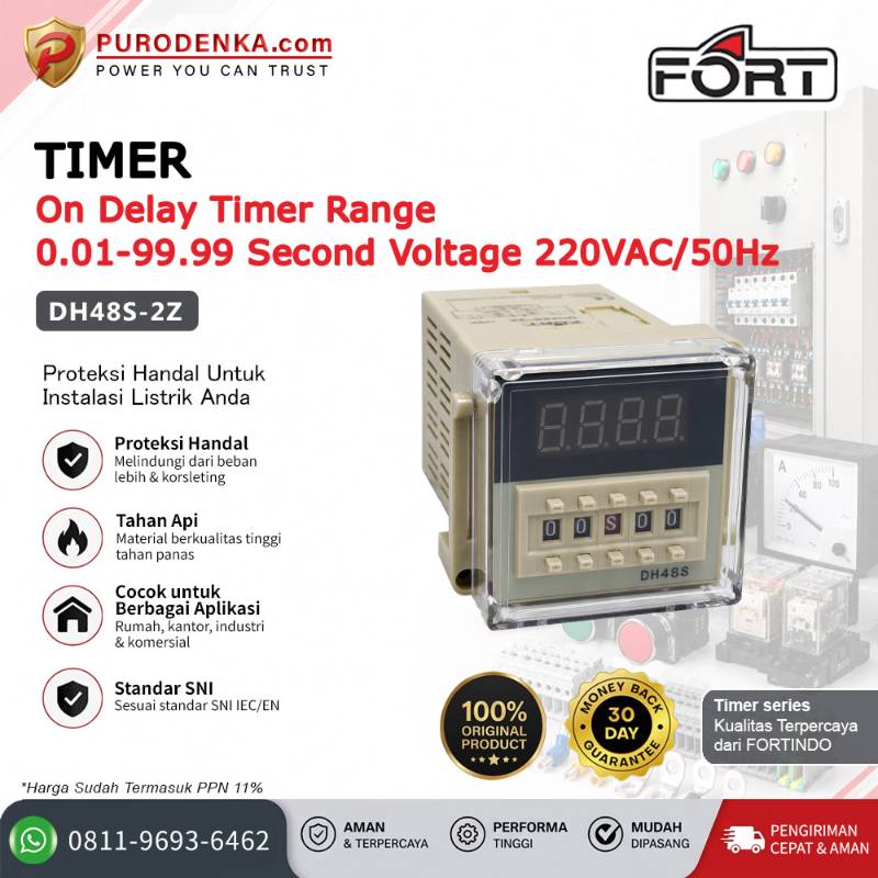 FORT Timer (Pin Plug Mounting) ON Delay 0.01 - 99.99 Second 220VAC/50Hz DH48S-2Z