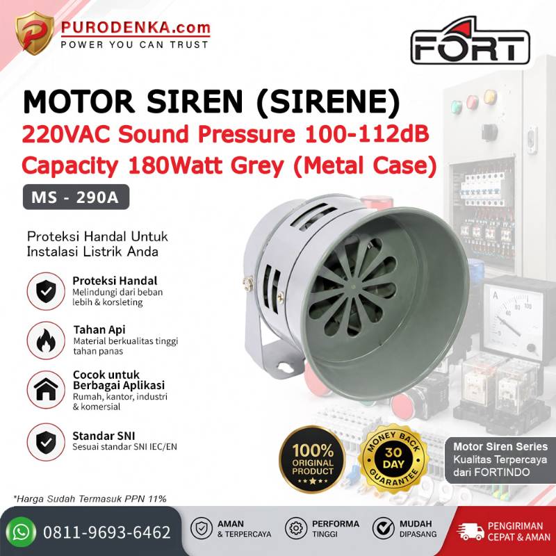 FORT Motor Siren (Sirene) 220VAC 100-112dB 180 Watt Grey (metal case) MS-290A