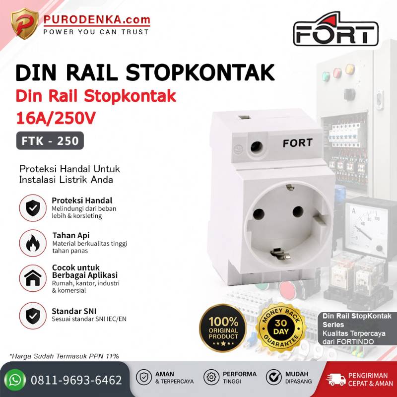 FORT Din Rail Stopkontak 16A/250V FTK-250