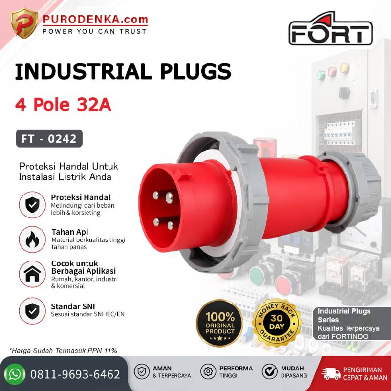 FORT Industrial Plug IP67 4P 32A FT-0242