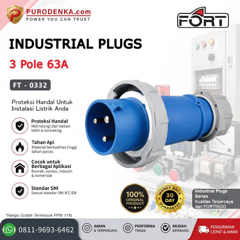 FORT Industrial Plug IP67 3P 63A FT-0332
