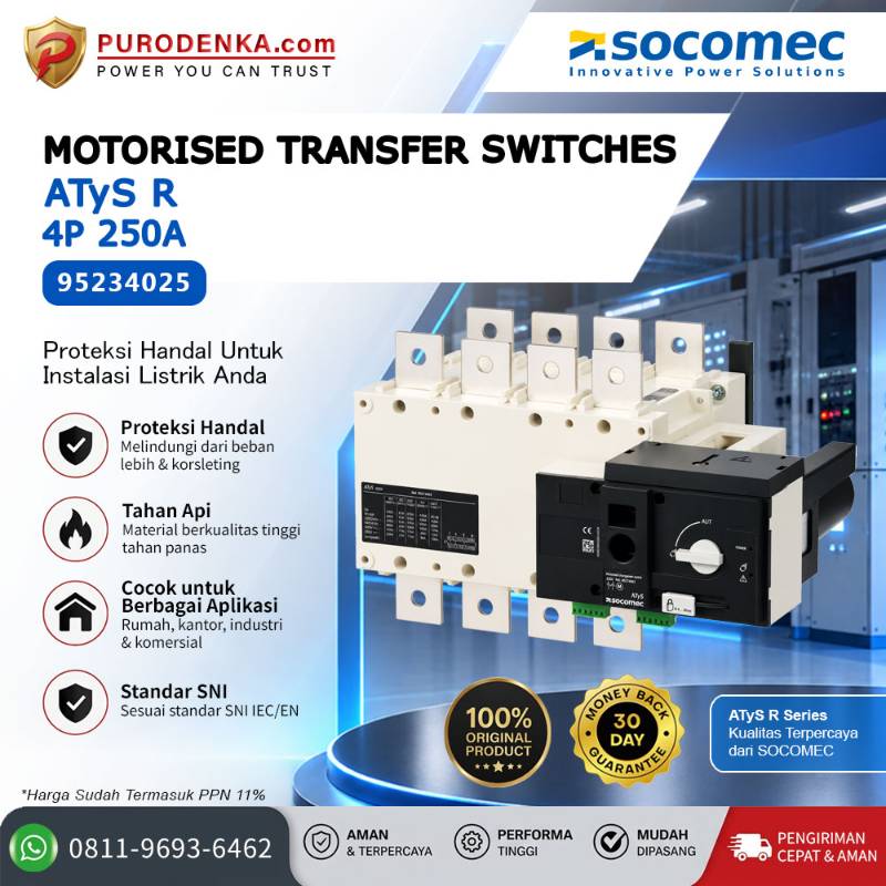 SOCOMEC Motorised Transfer Switches ATyS R 4P 250A 95234025