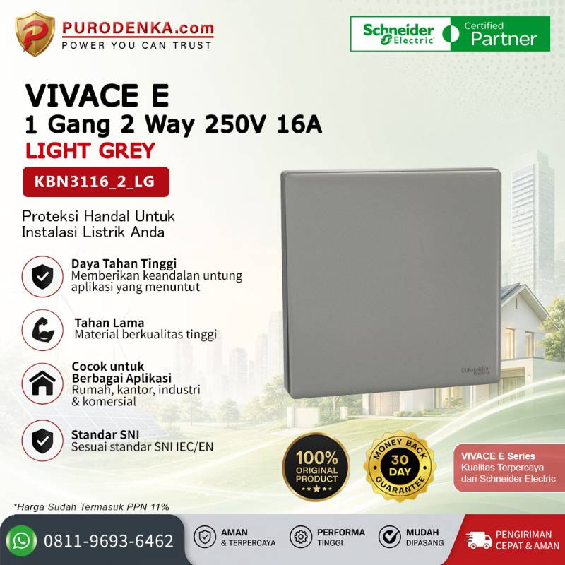 SCHNEIDER Vivace E Sakelar 1 Gang 2 Way 250V 16A Light Grey KBN3116_2_LG