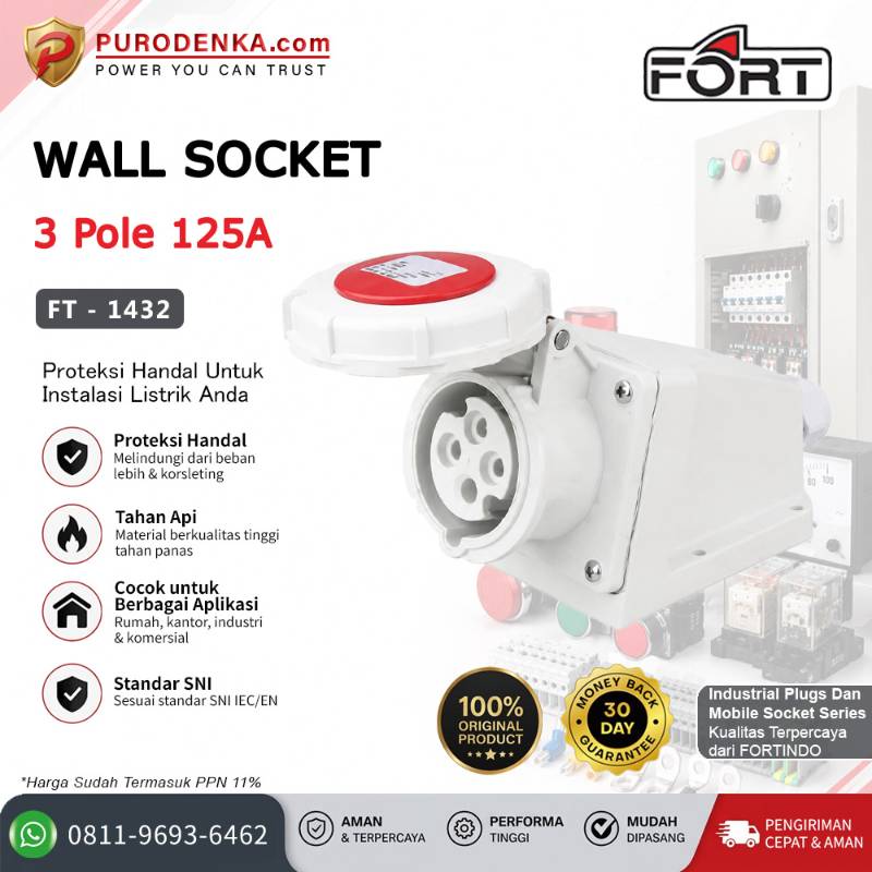 FORT Wall Socket IP67 3P 125A FT-1432