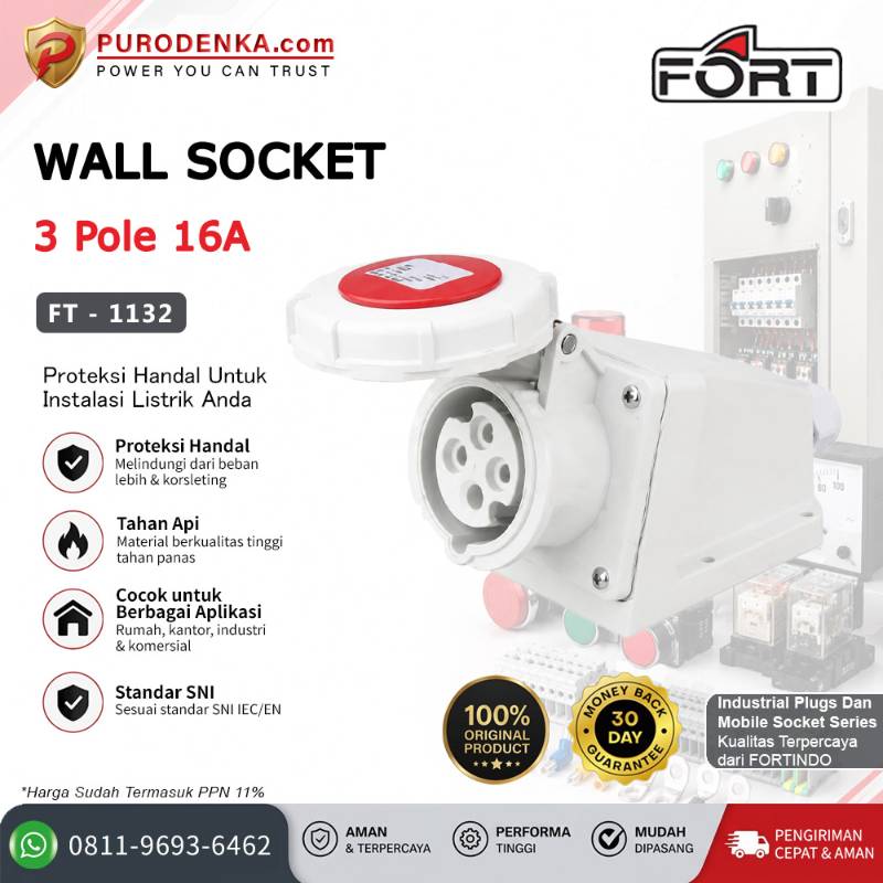FORT Wall Socket IP67 3P 16A FT-1132