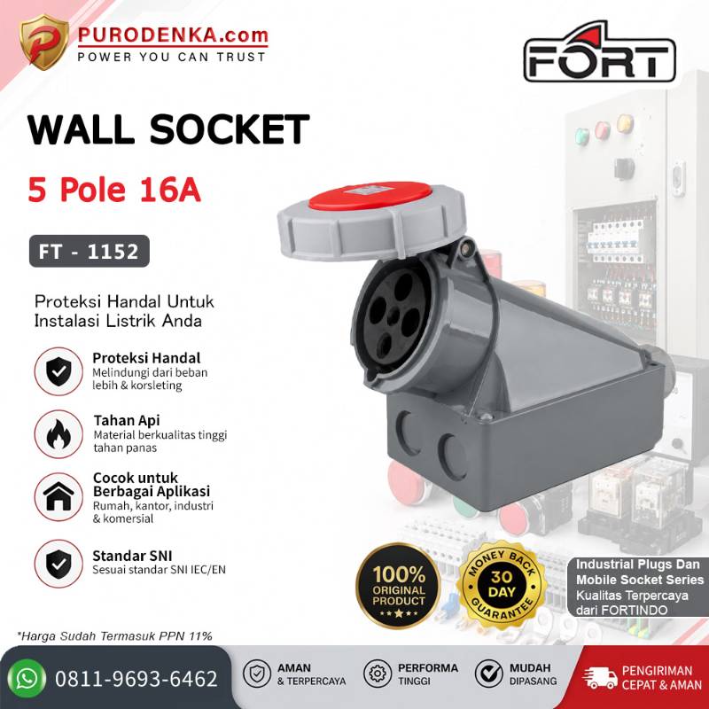 FORT Wall Socket IP67 5P 16A FT-1152