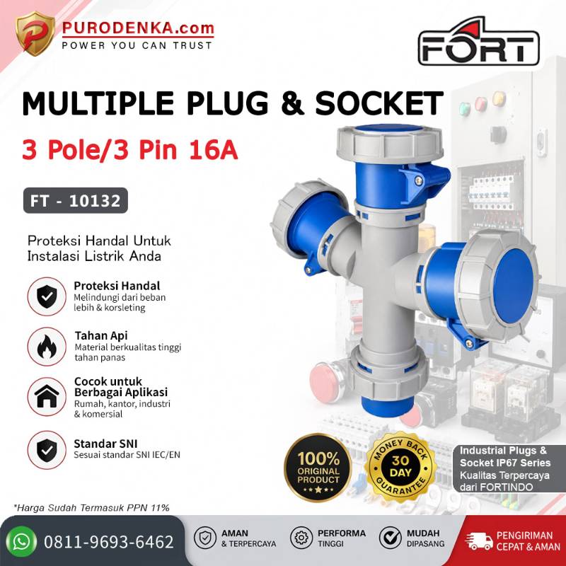 FORT Multiple Plug & Socket 3P 16A FT-10132