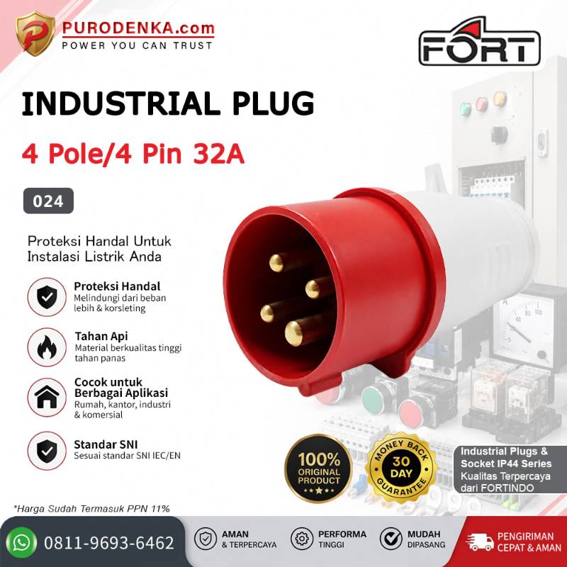 FORT Industrial Plug IP44 4P 32A 024