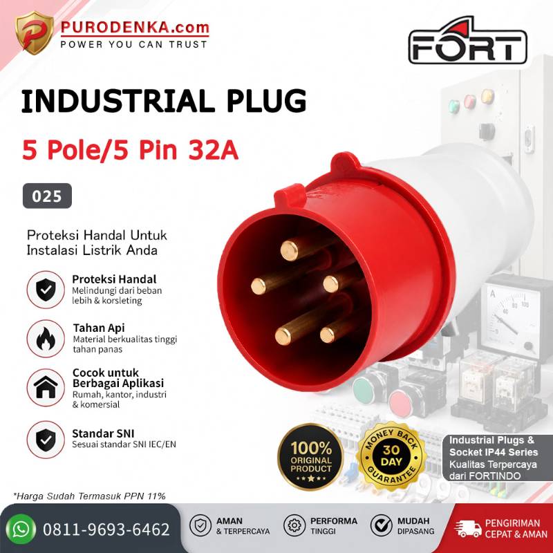 FORT Industrial Plug IP44 5P 32A 025
