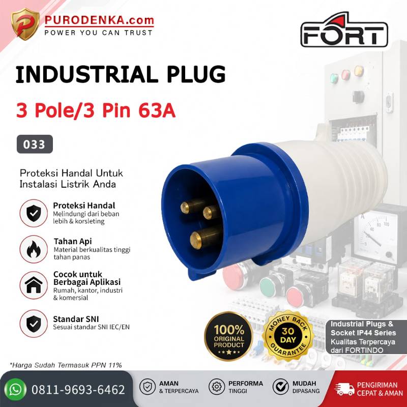 FORT Industrial Plug IP44 3P 63A 033