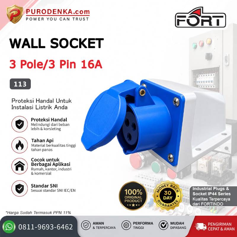 FORT Wall Socket IP44 3P 16A 113
