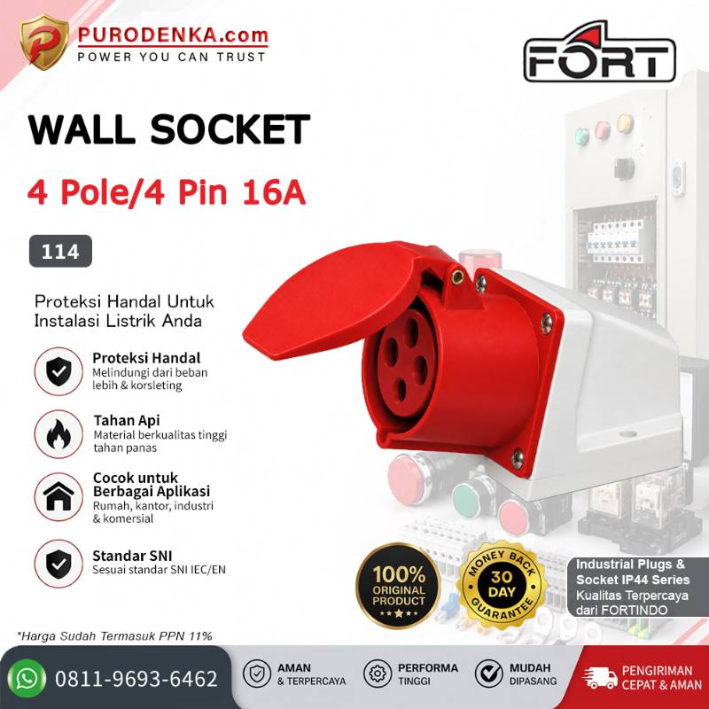 FORT Wall Socket IP44 4P 16A 114