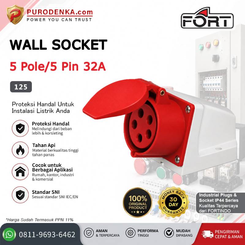 FORT Wall Socket IP44 5P 32A 125
