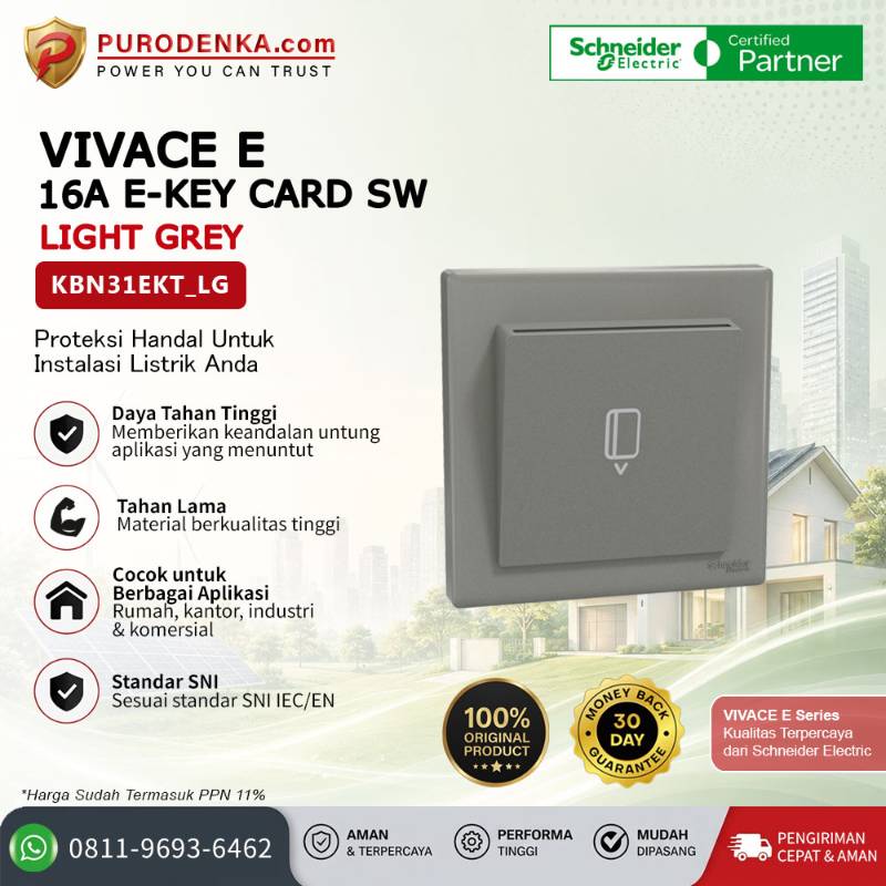 SCHNEIDER Vivace E 16A E-KEY CARD SW Light Grey KBN31EKT_LG