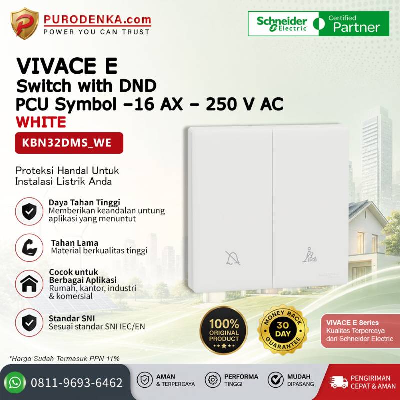 SCHNEIDER Vivace E Switch with DND PCU Symbol-16AX-250 VAC White KBN32DMS_WE