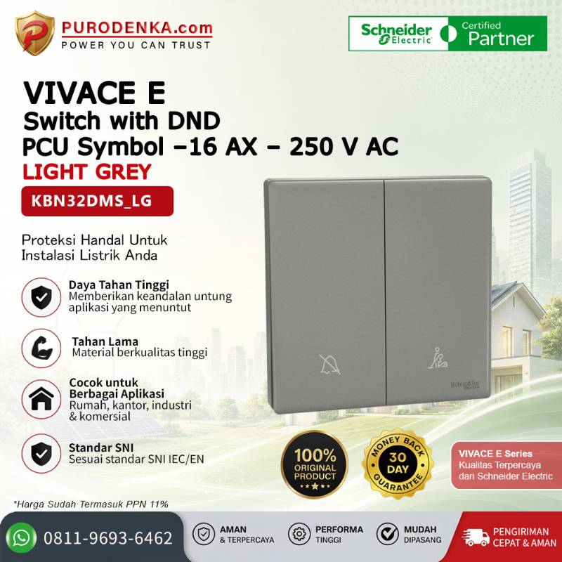 SCHNEIDER Vivace E Switch with DND PCU Symbol-16AX-250 VAC Light Grey KBN32DMS_LG