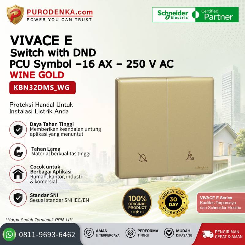 SCHNEIDER Vivace E Switch with DND PCU Symbol-16AX-250 VAC Wine Gold KBN32DMS_WG