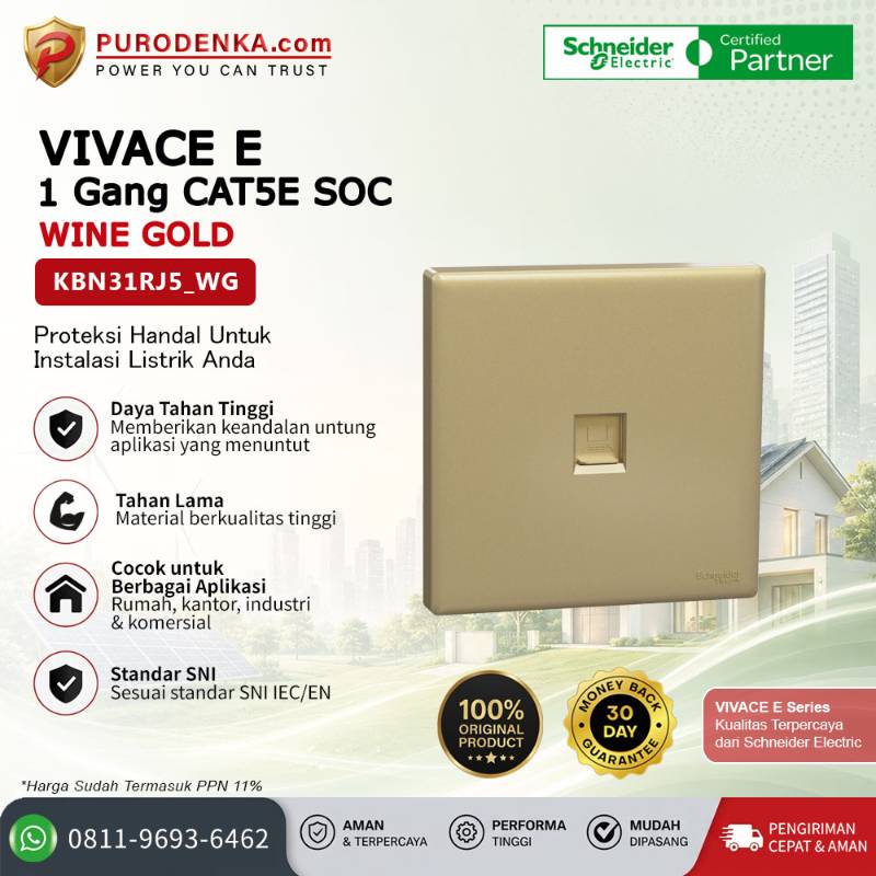 SCHNEIDER Vivace E Communication Outlet 1 Gang CAT5E SOC Wine Gold KBN31RJ5_WG