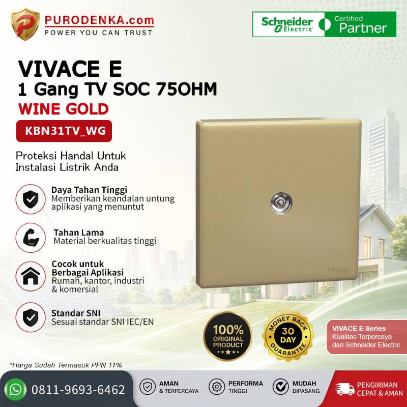 SCHNEIDER Vivace E Communication Outlet 1 Gang TV SOC 75OHM Wine Gold KBN31TV_WG