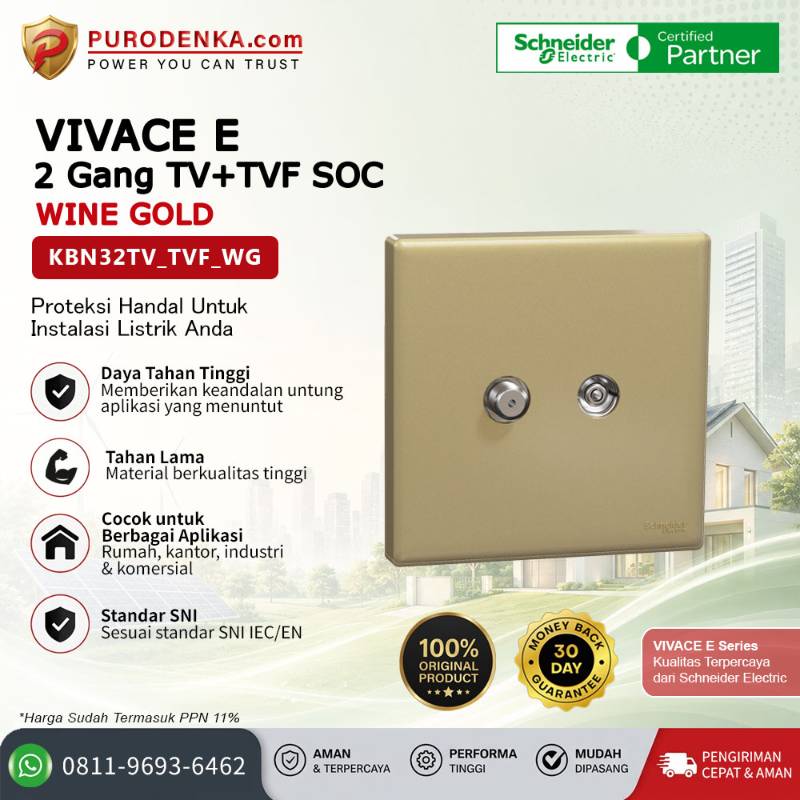 SCHNEIDER Vivace E Communication Outlet 2 Gang TV+TVF SOC Wine Gold KBN32TV_TVF_WG