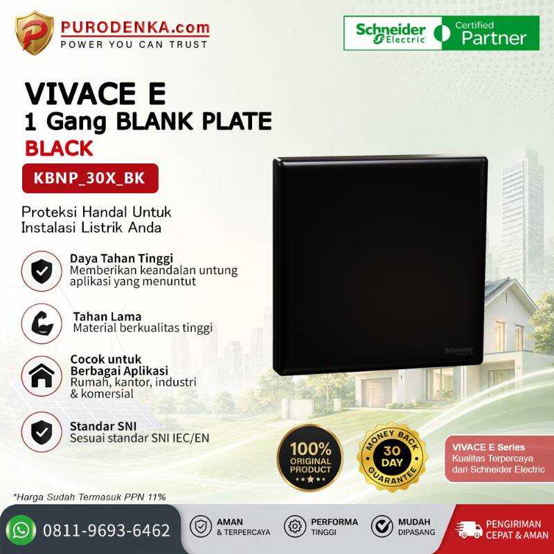 SCHNEIDER Vivace E 1 Gang Blank Plate Black KBNP_30X_BK