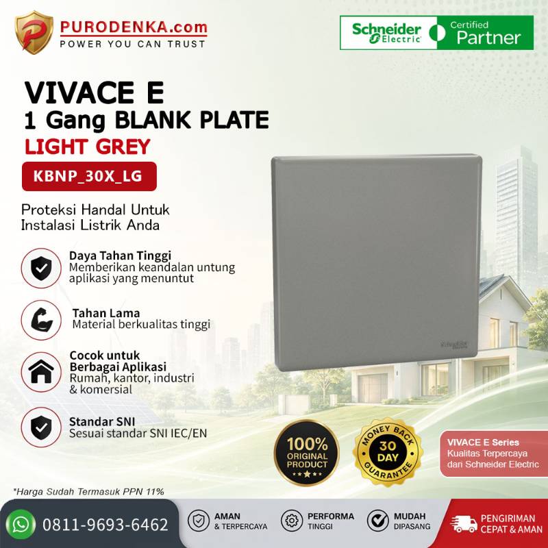SCHNEIDER Vivace E 1 Gang Blank Plate Light Grey KBNP_30X_LG