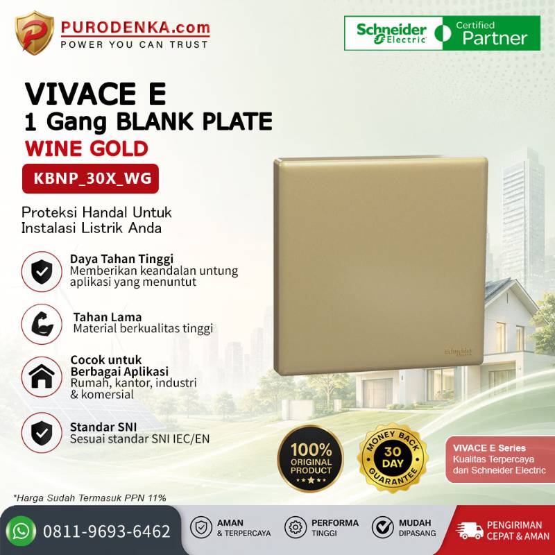 SCHNEIDER Vivace E 1 Gang Blank Plate Wine Gold KBNP_30X_WG