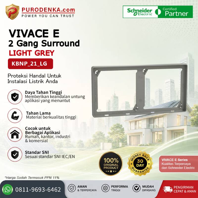 SCHNEIDER Vivace E Accesories 2 Gang Surround Light Grey KBNP_21_LG