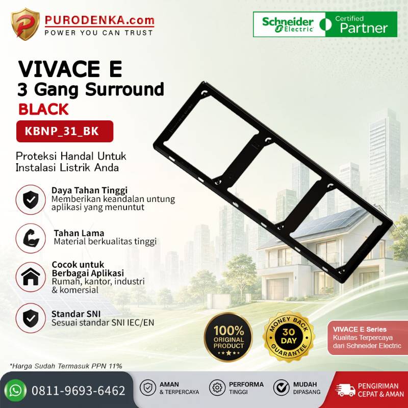 SCHNEIDER Vivace E Accesories 3 Gang Surround Black KBNP_31_BK