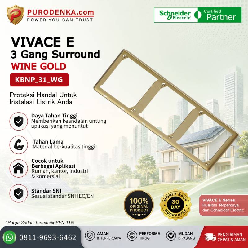 SCHNEIDER Vivace E Accesories 3 Gang Surround Wine Gold KBNP_31_WG