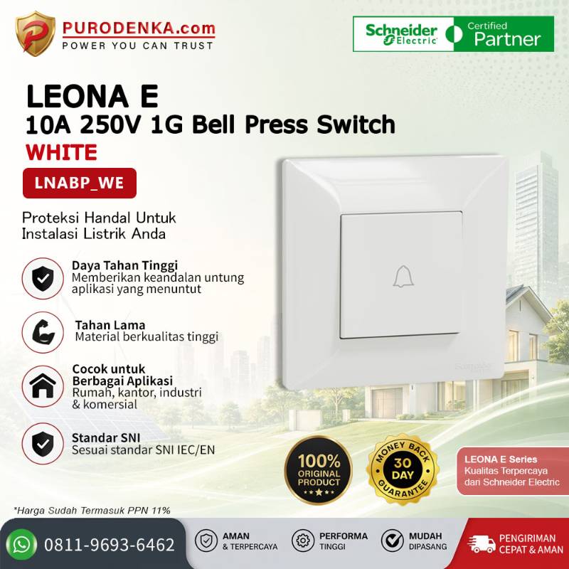 SCHNEIDER Leona E 10A 250V 1 Gang Bell Press Switch LNABP_WE
