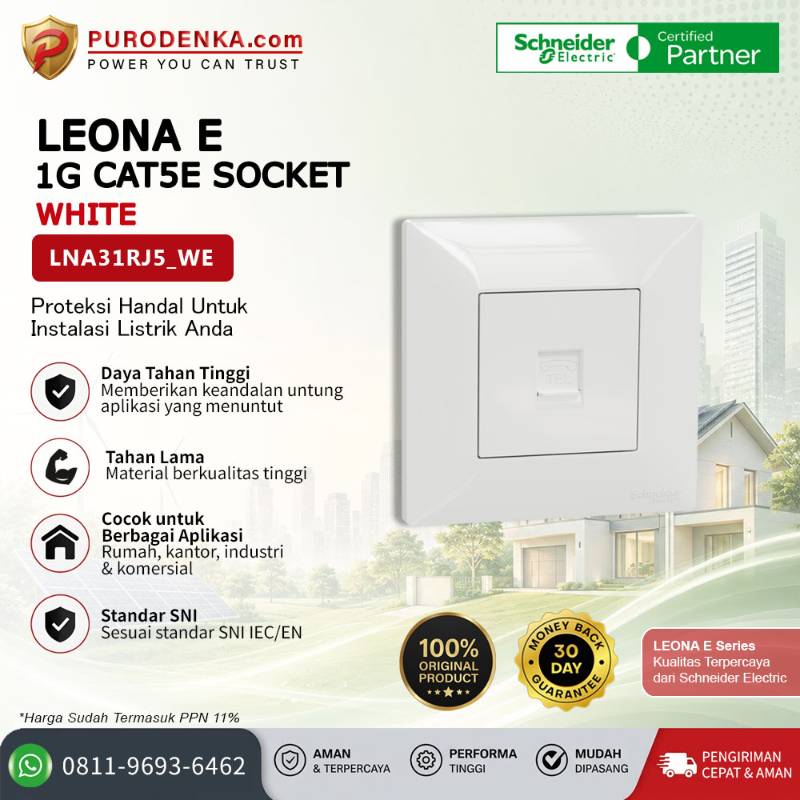 SCHNEIDER Leona E Communication Outlet 1 Gang CAT5E Socket LNA31RJ5_WE