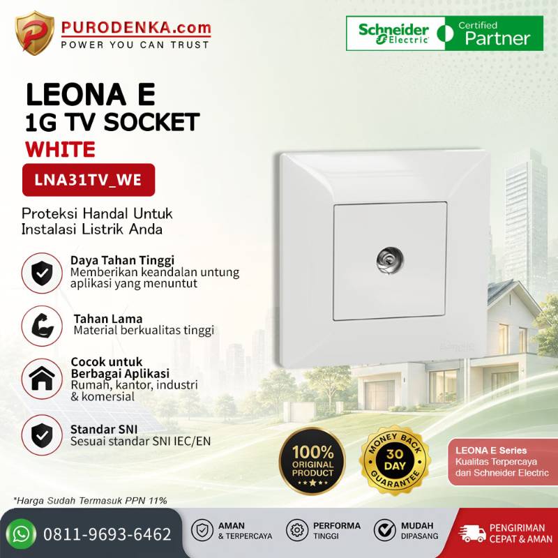 SCHNEIDER Leona E Communication Outlet 1 Gang TV Socket LNA31TV_WE