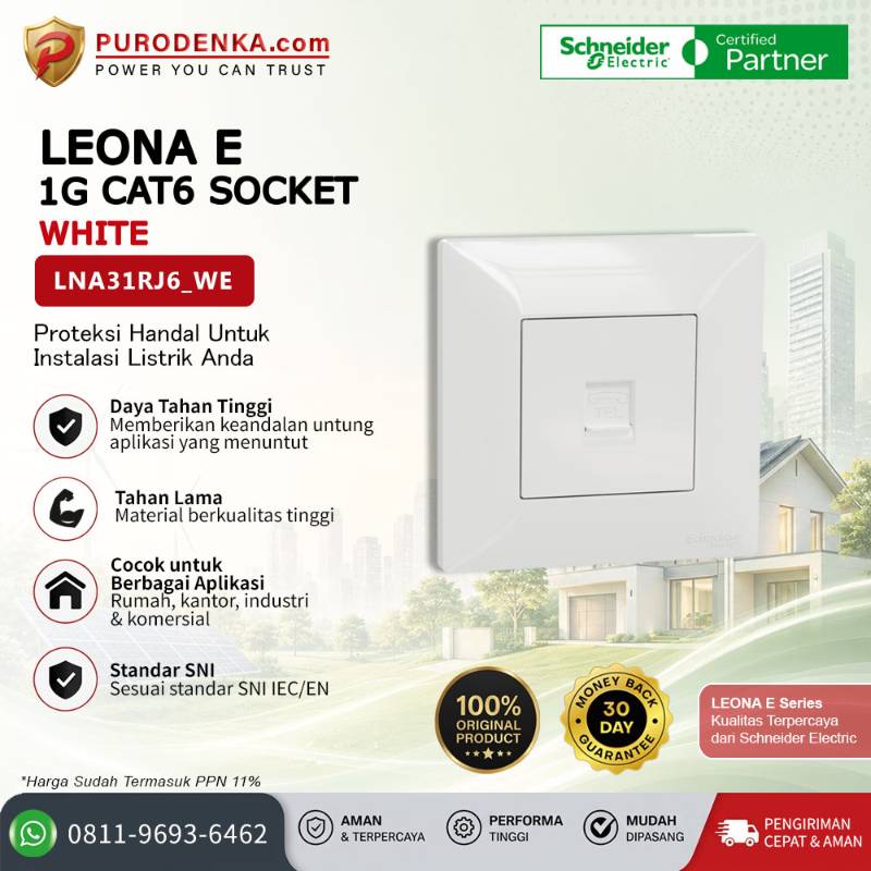 SCHNEIDER Leona E Communication Outlet 1 Gang CAT6 Socket LNA31RJ6_WE