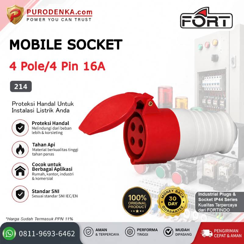 FORT Mobile Socket IP44 4P 16A 214