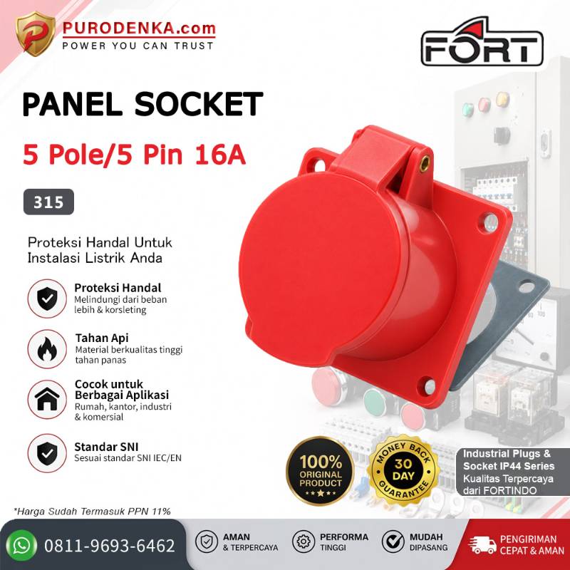 FORT Panel Socket IP44 5P 16A 315