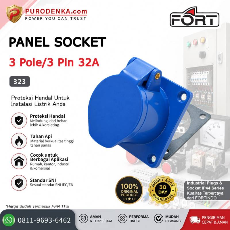 FORT Panel Socket IP44 3P 32A 323