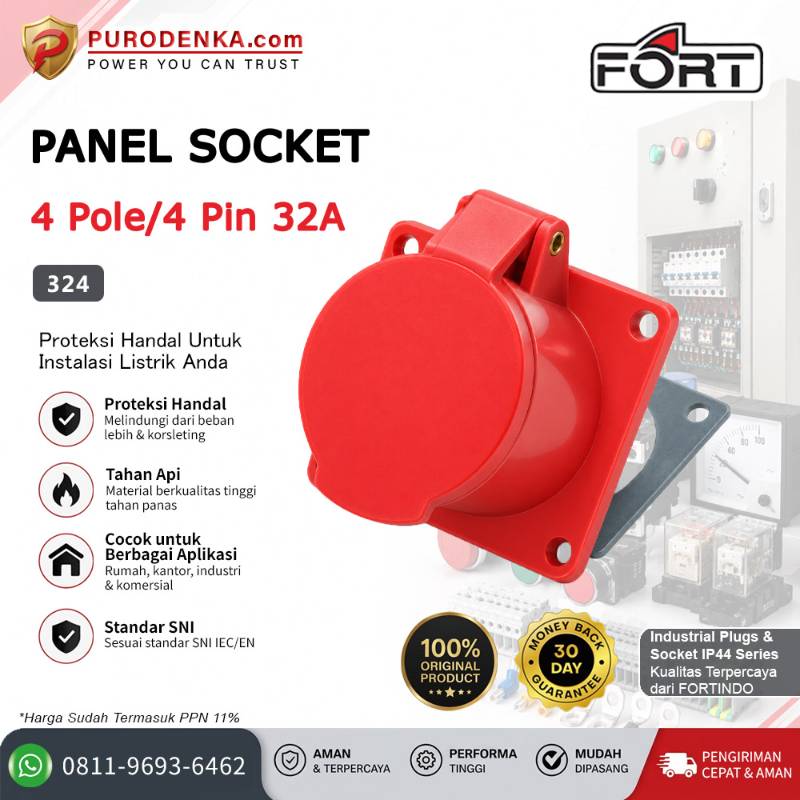 FORT Panel Socket IP44 4P 32A 324