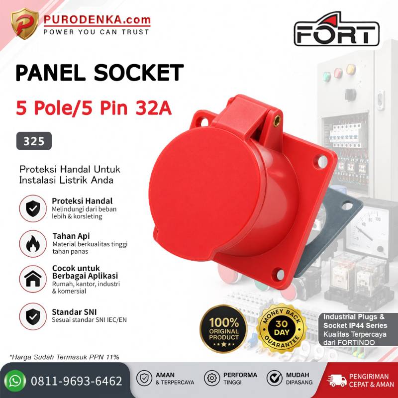 FORT Panel Socket IP44 5P 32A 325
