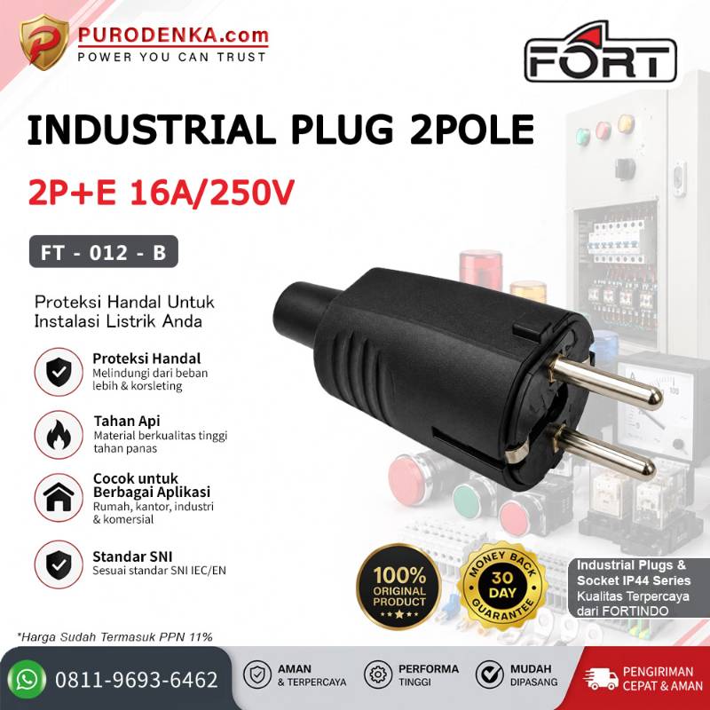 FORT Industrial Plug 2P+E 16A 250V FT-012-B
