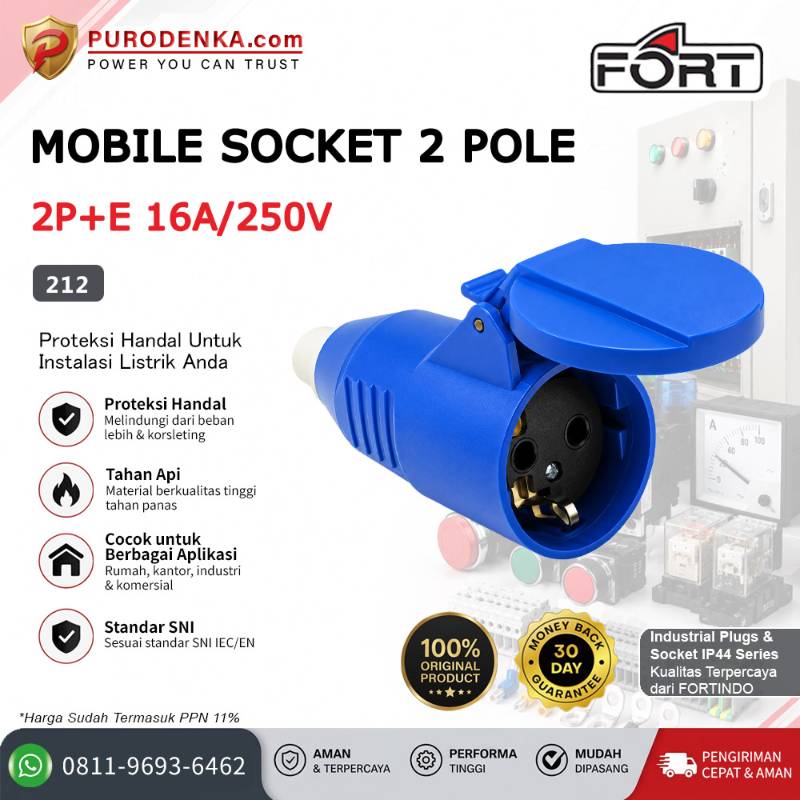 FORT Mobile Socket 2P+E 16A 250V 212