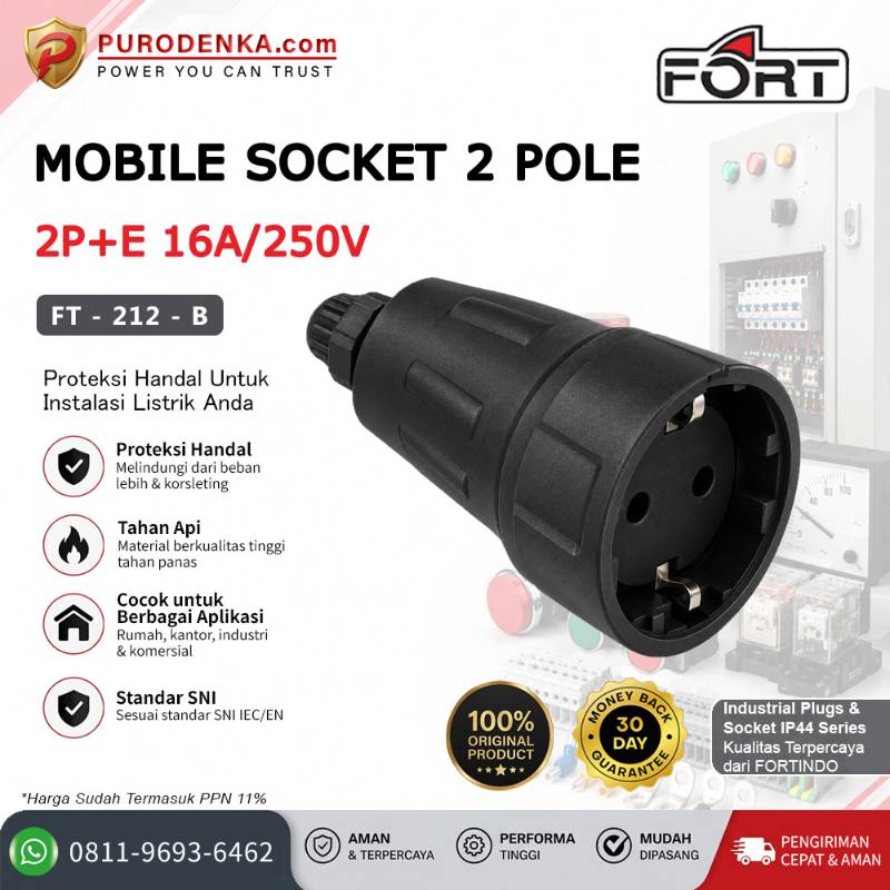 FORT Mobile Socket 2P+E 16A 250V FT-212-B