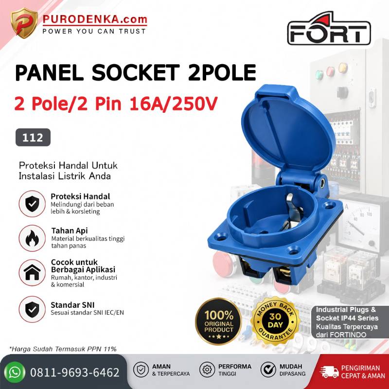 FORT Panel Socket 2 Pole 16A 250V 112