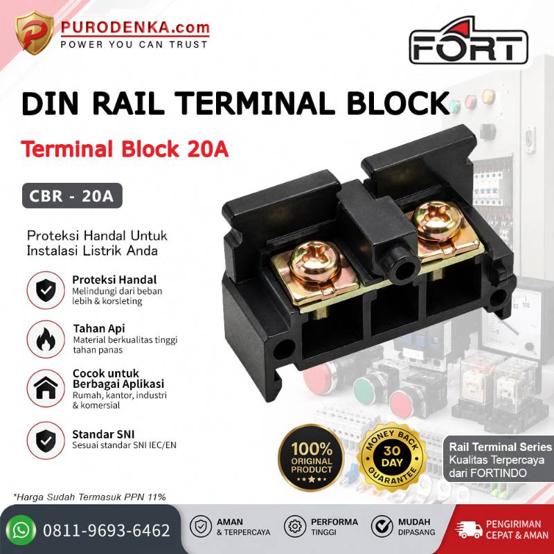 FORT Terminal Block Rail 20A Model TEND CBR-20A