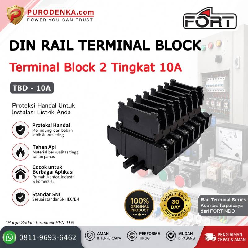 FORT Terminal Block Rail 2 Susun 10A TBD-10A