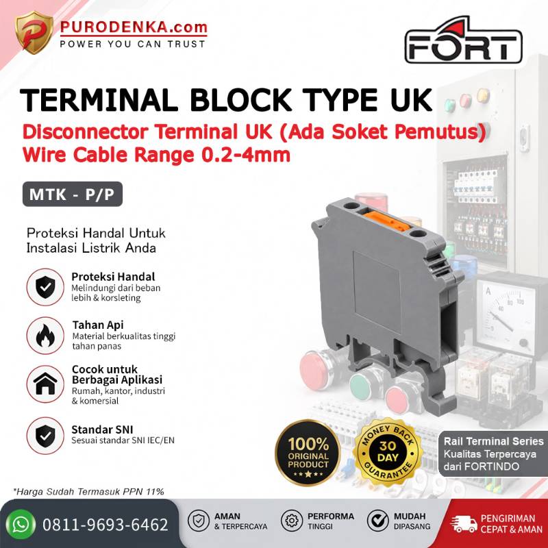 FORT Terminal Block Rail Type UK (Grey) 0.2-4mm MTK-P/P