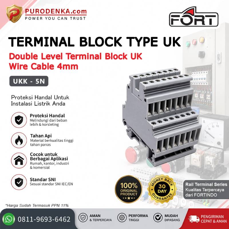 FORT Terminal Block Rail Type UK (Grey) 4mm UKK-5N